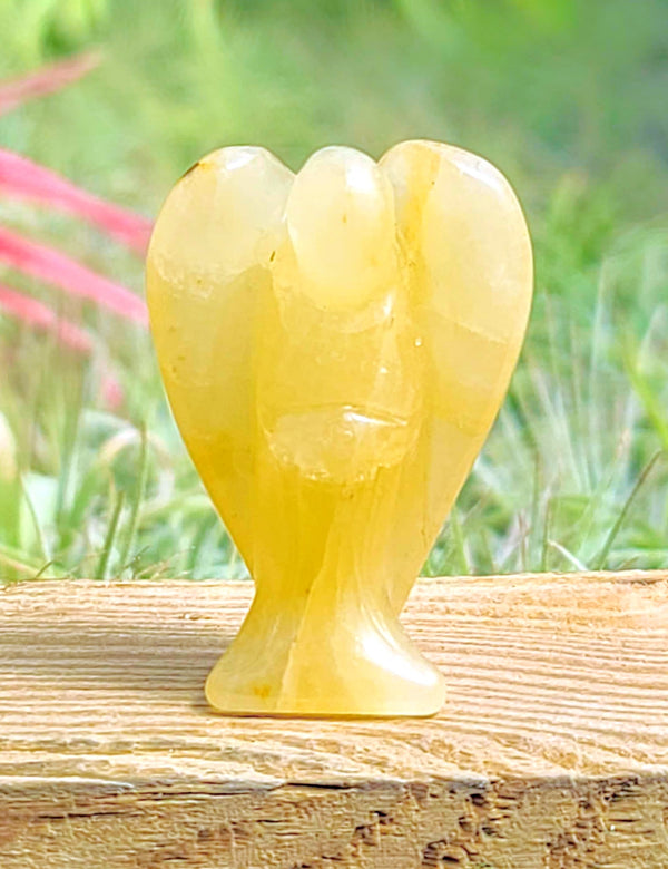 WYSIWYG Yellow Jade Crystal Angel Carving - TheDrunkenGnome