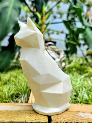 Large Pearl White Cat 3D Printed Holder w/ Victoriana