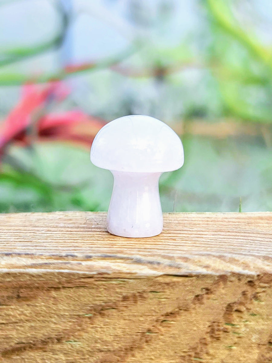 Mini Rose Quartz Crystal Mushroom