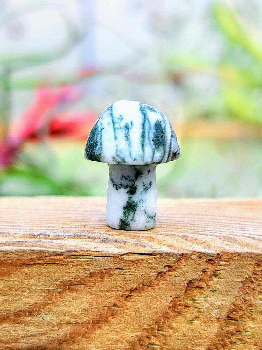 Mini Light Moss Agate Crystal Mushroom
