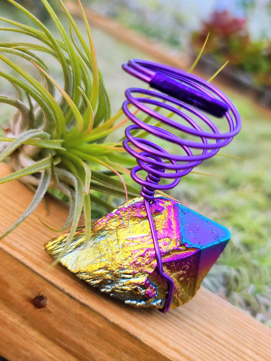 WYSIWYG Rainbow Aura Quartz Air Plant Holder with Scaposa
