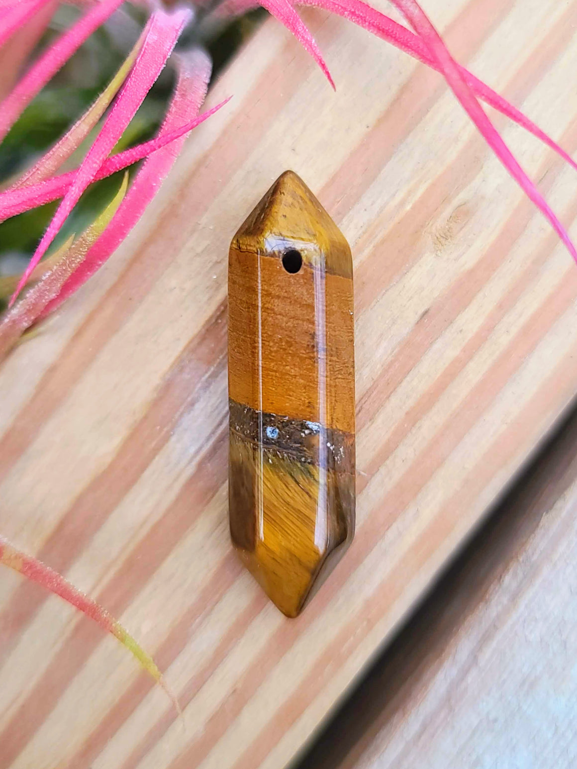 Double Terminated Tigers Eye Crystal Pendant