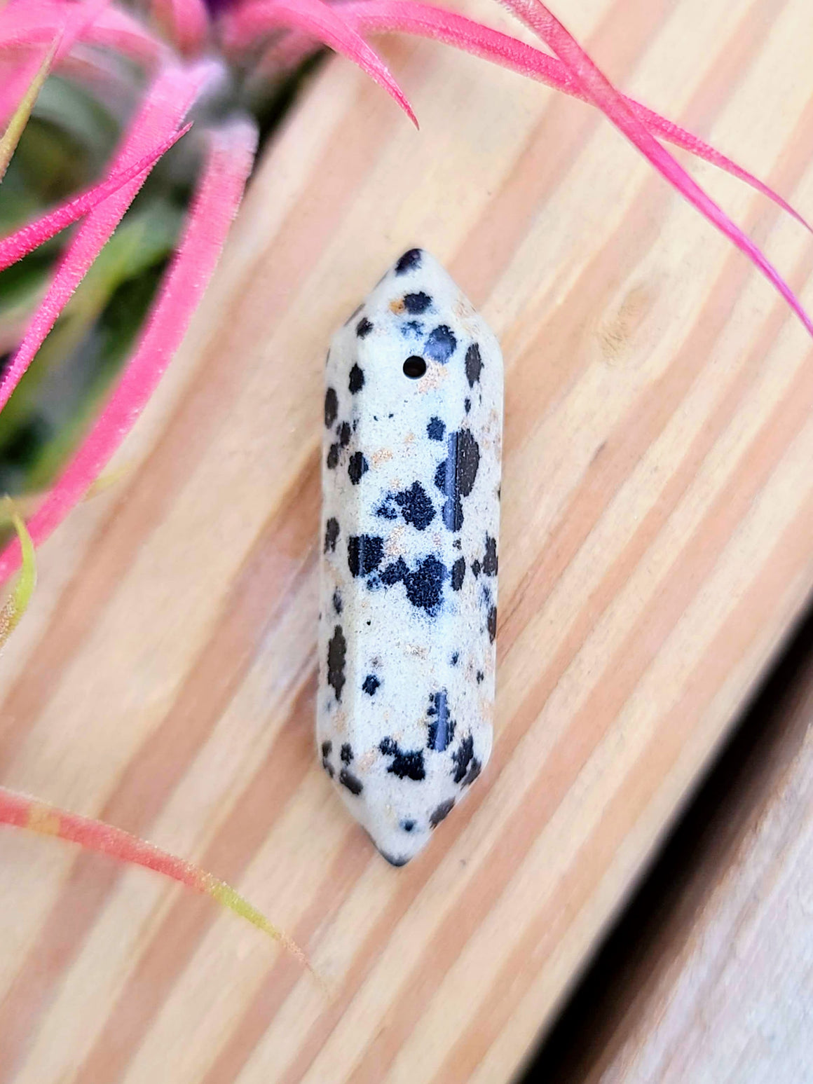 Double Terminated Dalmatian Jasper Crystal Pendant