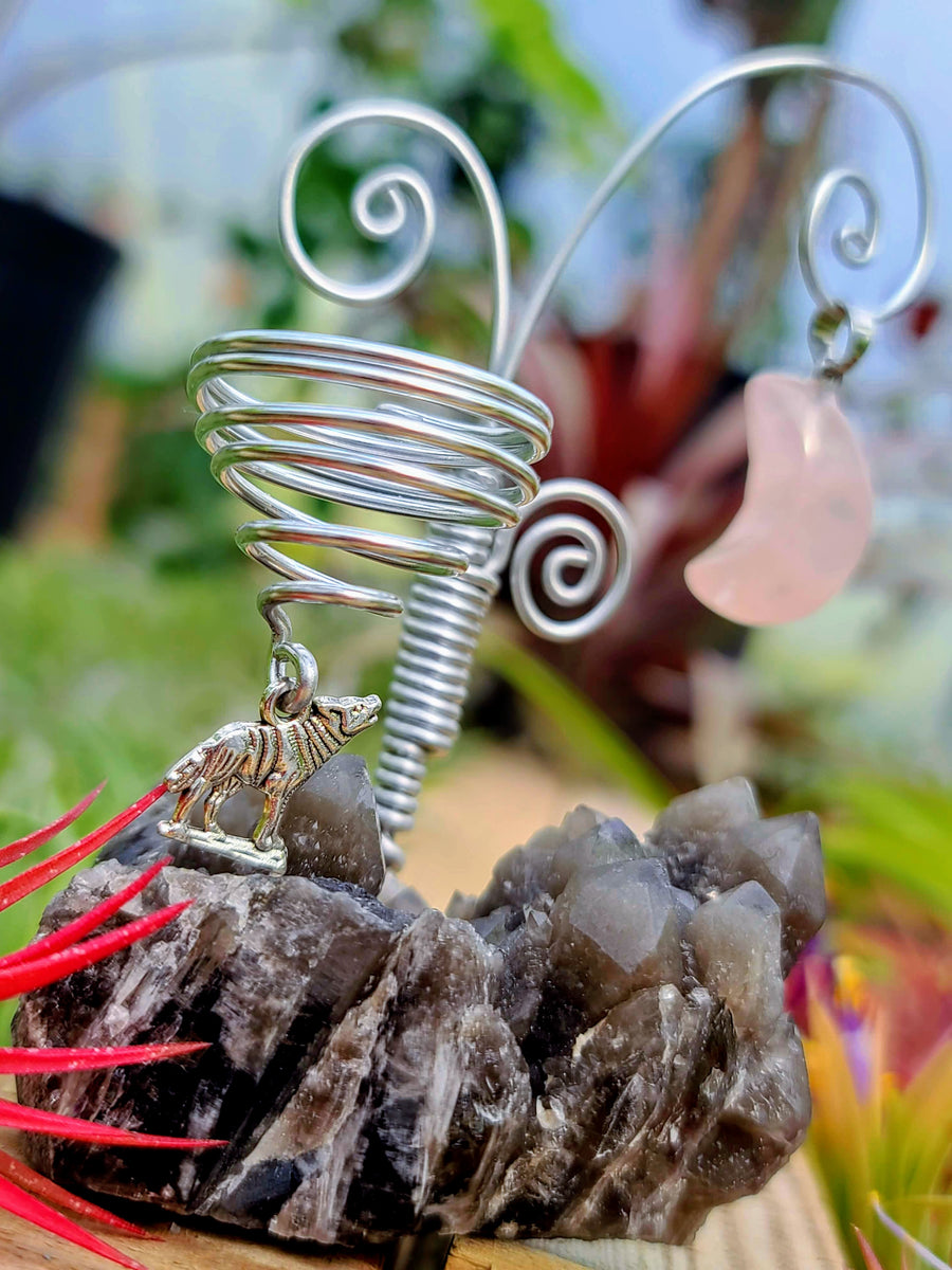 WYSIWYG Smoky Quartz Cluster Air Plant Holder with Fuego