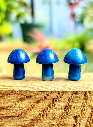 Mini Blue Dyed Agate Crystal Mushroom