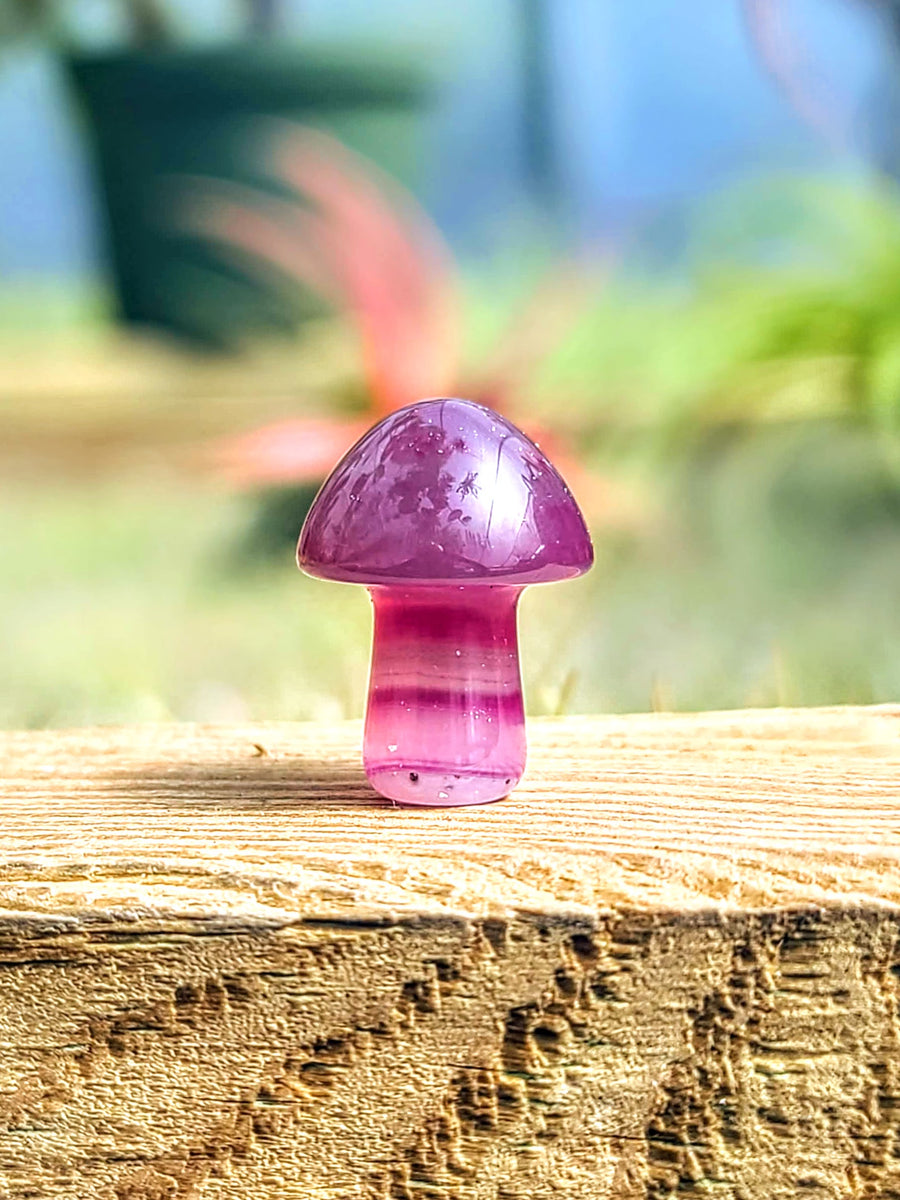 Mini Fuchsia Dyed Agate Crystal Mushroom