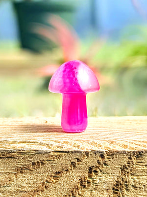Mini Pink Dyed Agate Crystal Mushroom