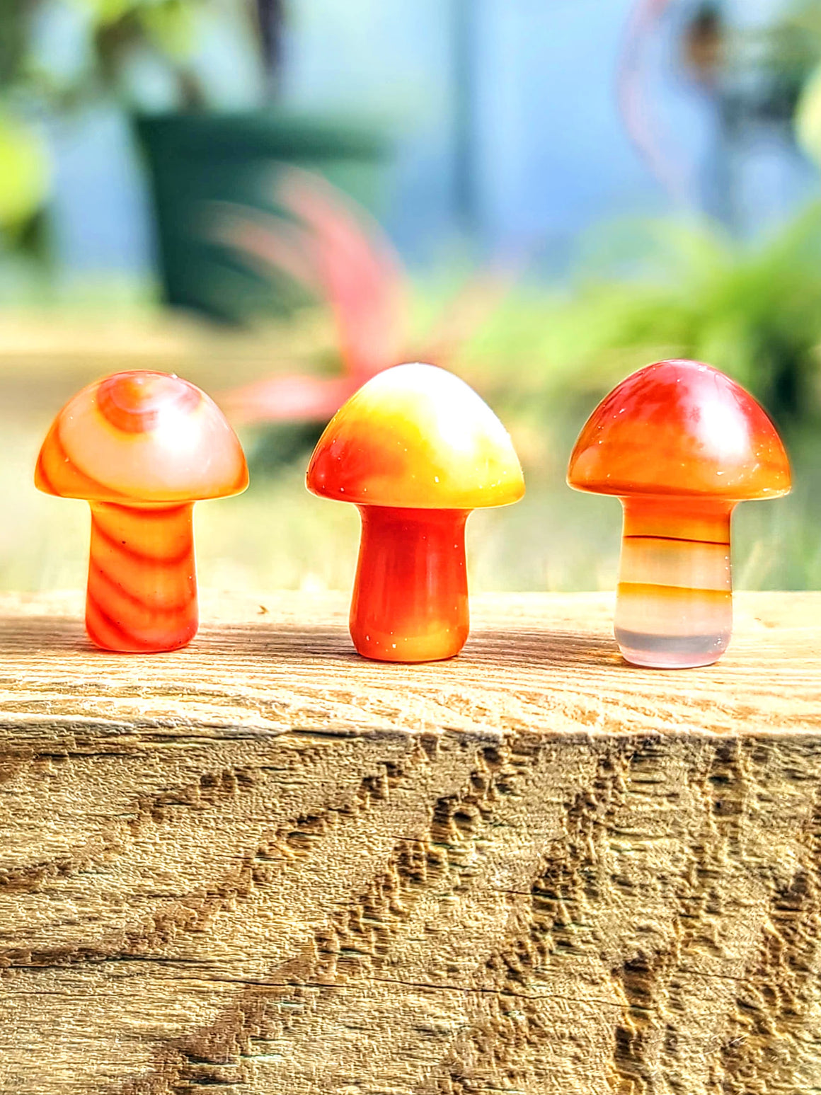 Mini Orange Dyed Agate Crystal Mushroom