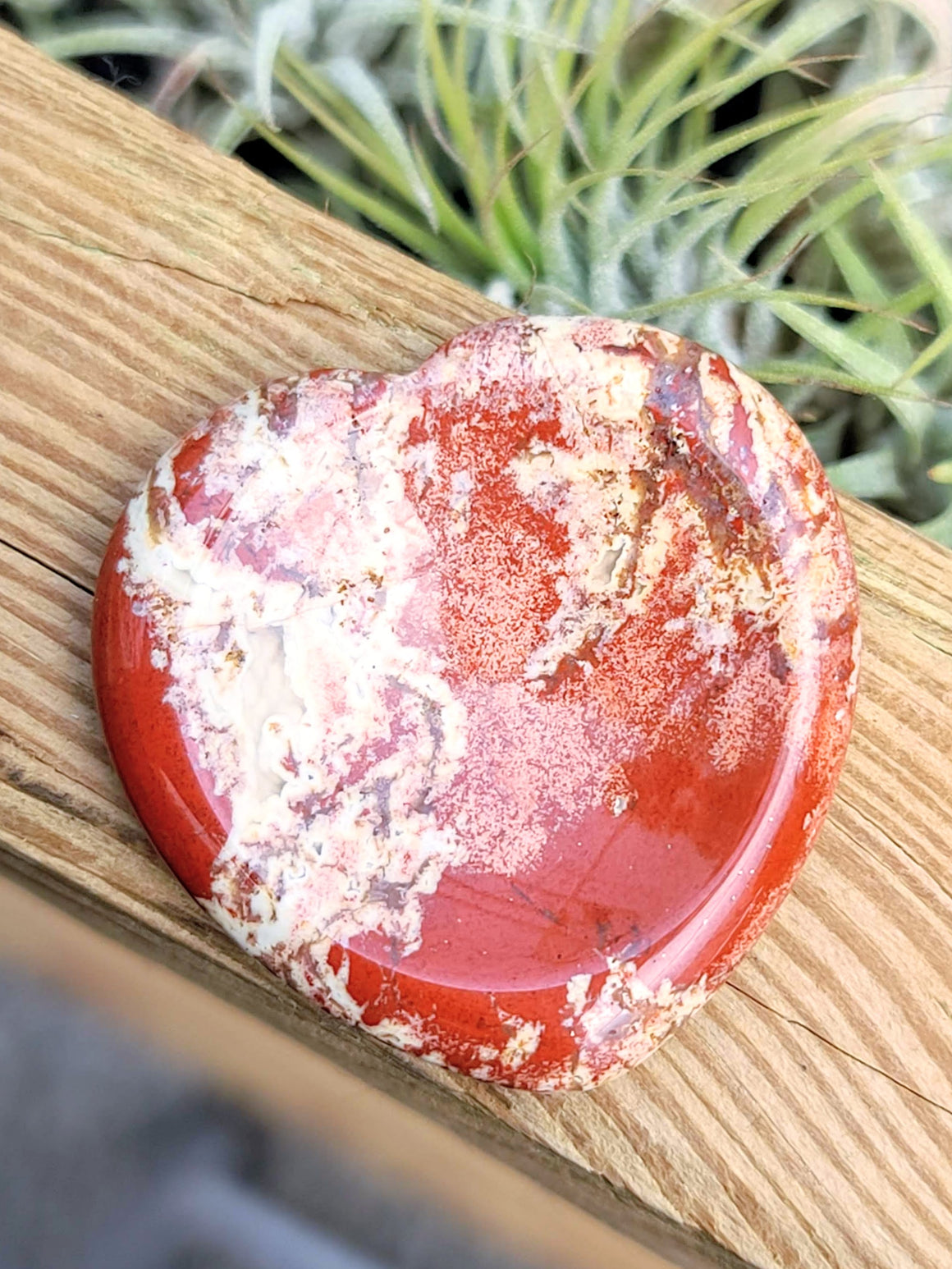 Red Jasper Crystal Worry Stone Heart Carving