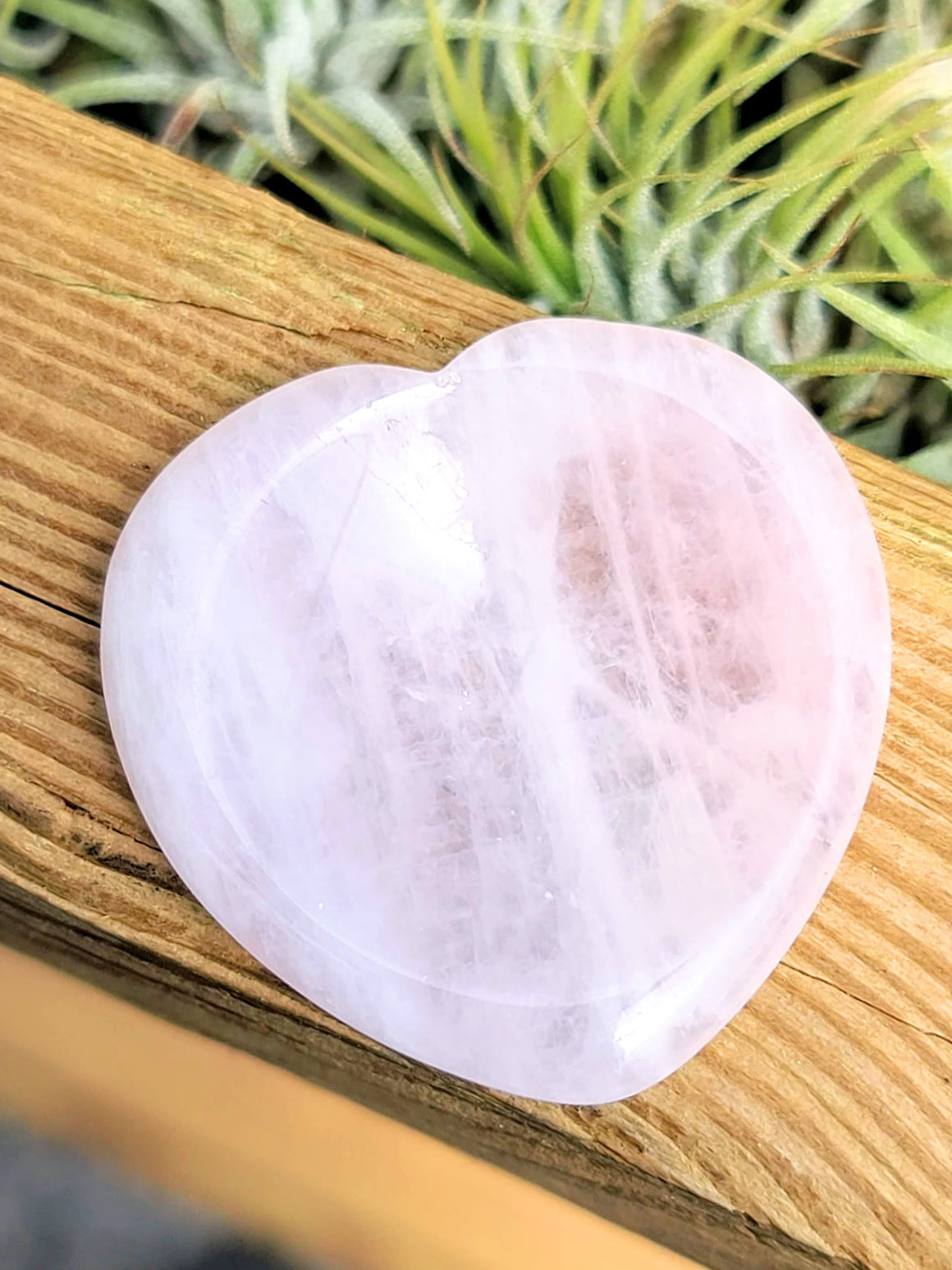 Rose Quartz Crystal Worry Stone Heart Carving