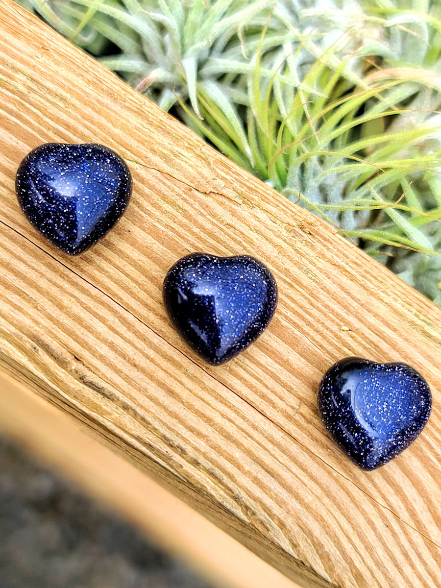 Mini Blue Goldstone Crystal Heart