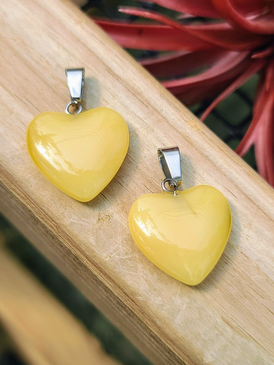 Yellow Resin Heart Pendant