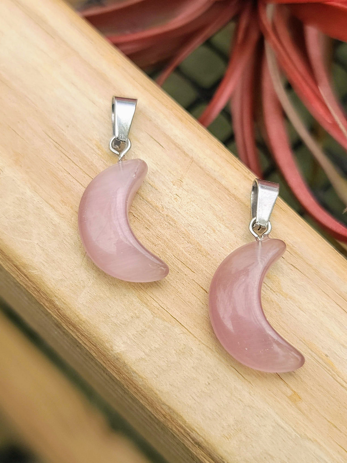 Light Pink Resin Moon Pendant