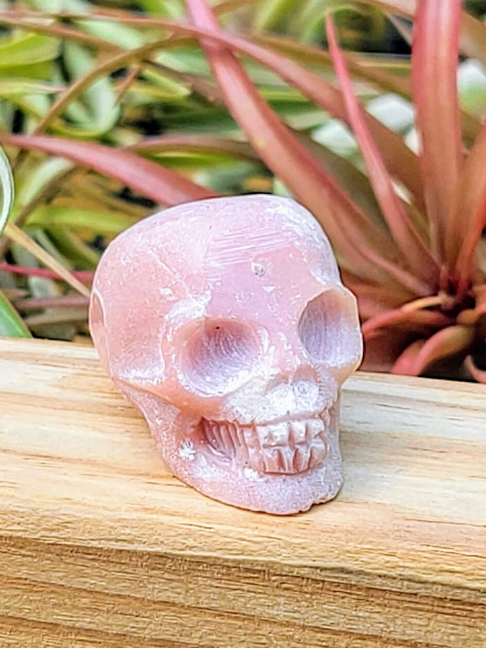 Small Pink Opal Skull Carving