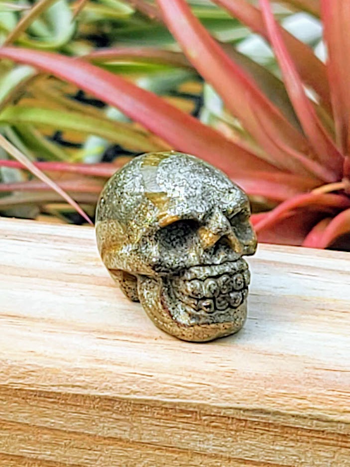 Mini Pyrite Skull Carving