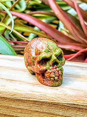 Mini Unakite Skull Carving