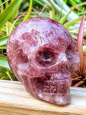 Large Strawberry Quartz Skull Carving