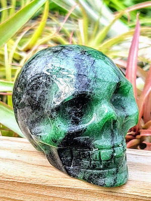 Large Ruby Zoisite Skull Carving