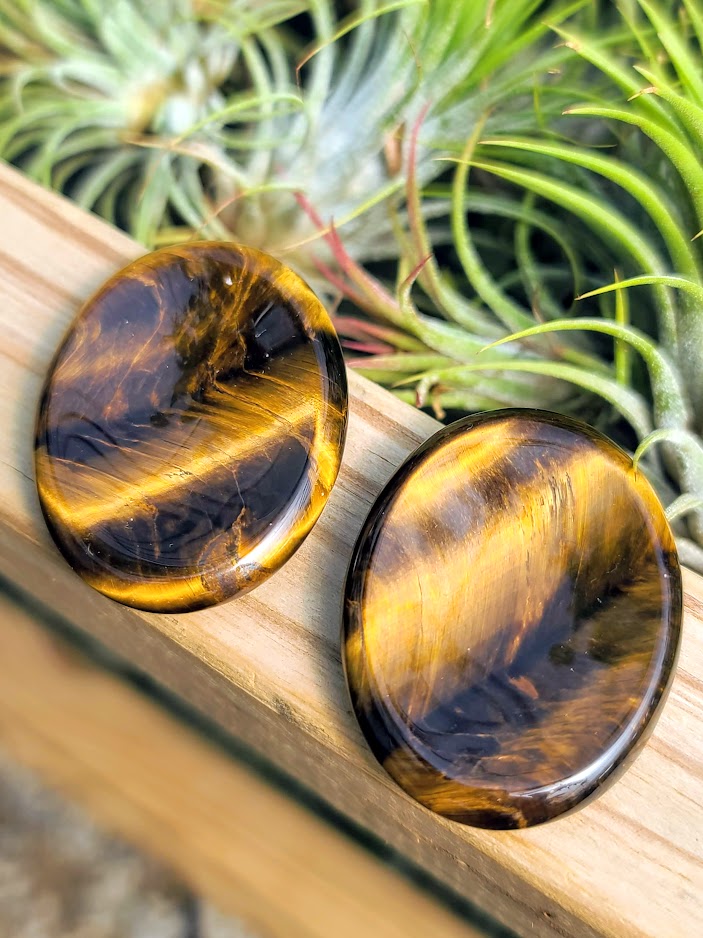 Tigers Eye Crystal Worry Stone Carving