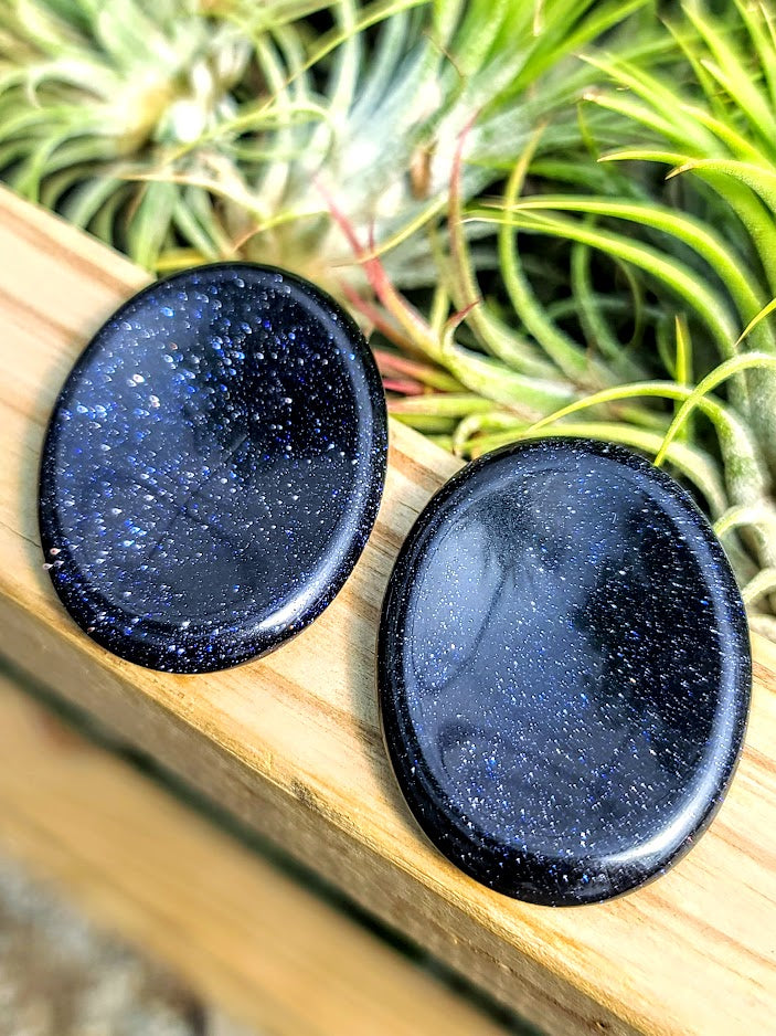 Blue Goldstone Worry Stone Carving