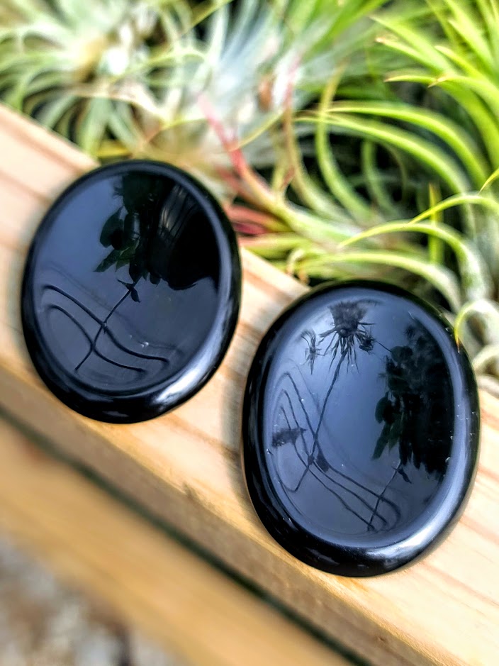 Obsidian Crystal Worry Stone Carving