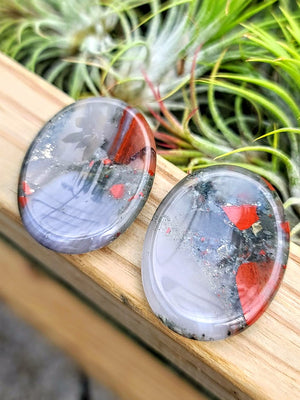 Bloodstone Crystal Worry Stone Carving