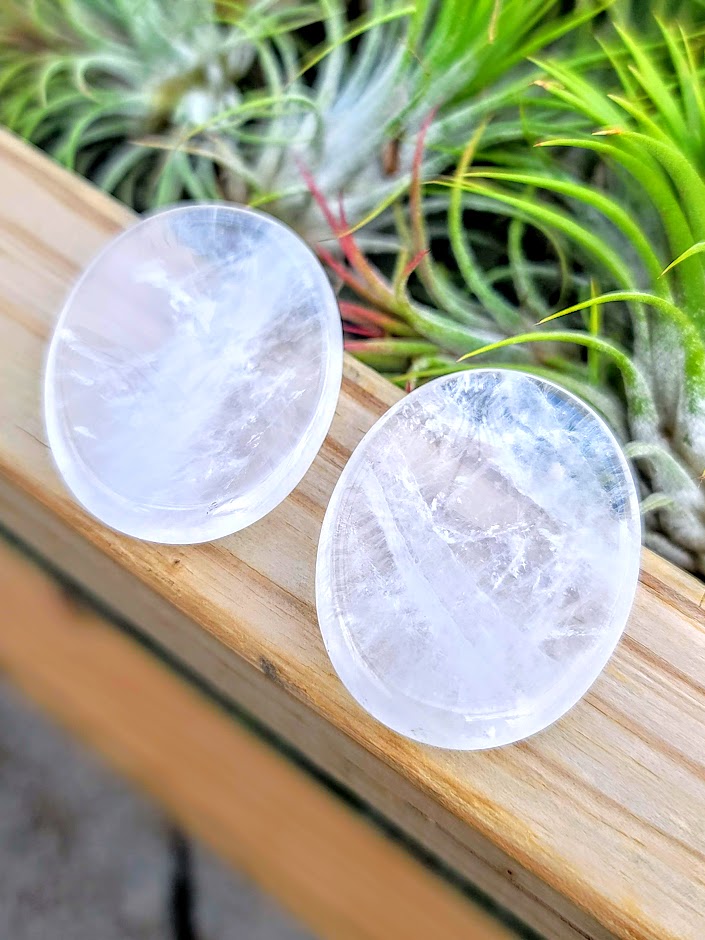 Clear Quartz Crystal Worry Stone Carving