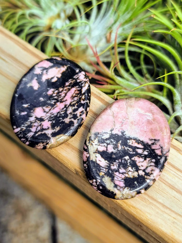Rhodonite Crystal Worry Stone Carving