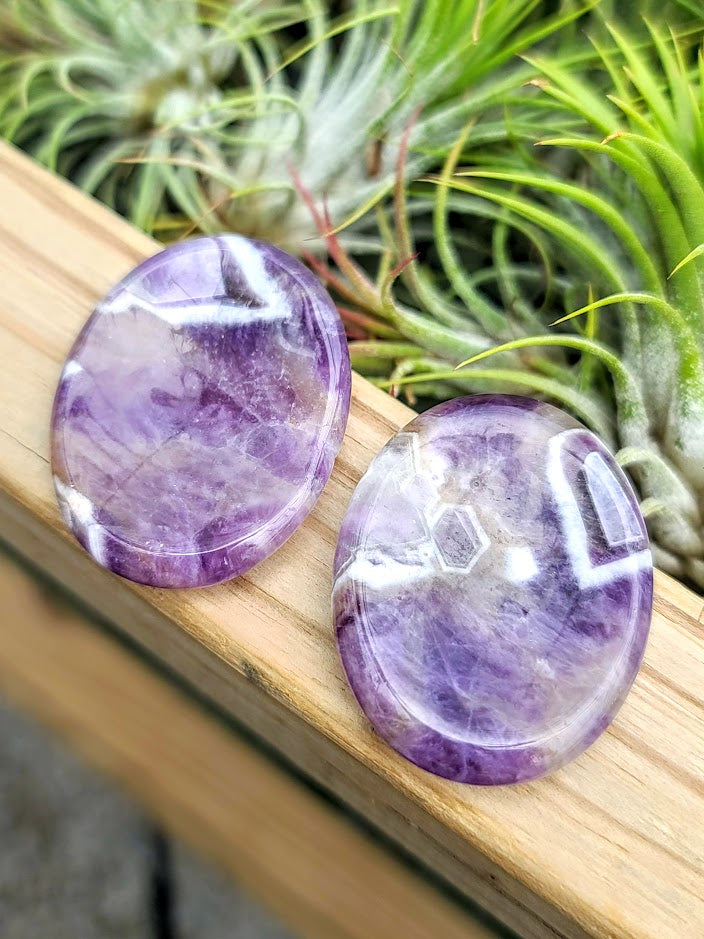 Dream Amethyst Crystal Worry Stone Carving