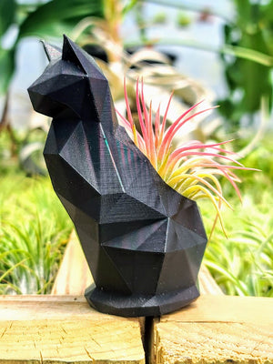 Medium Solid Black Cat 3D Printed Holder w/ Rubra