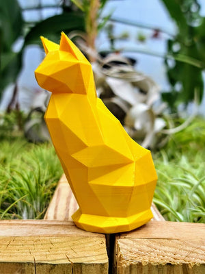 Medium Yellow Cat 3D Printed Holder w/ Rubra
