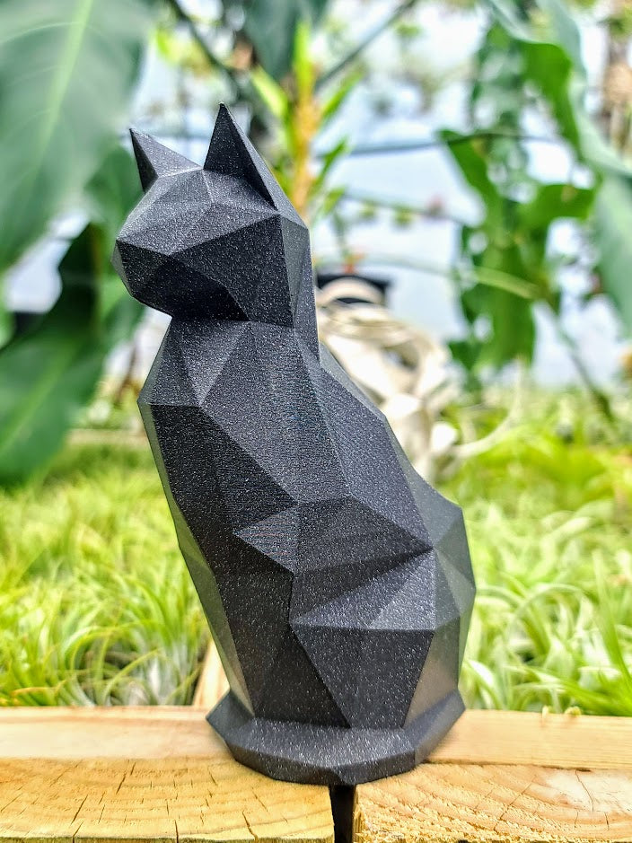 Large Sparkly Black Cat 3D Printed Holder w/ Victoriana