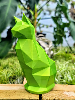 Large Green Cat 3D Printed Holder w/ Victoriana