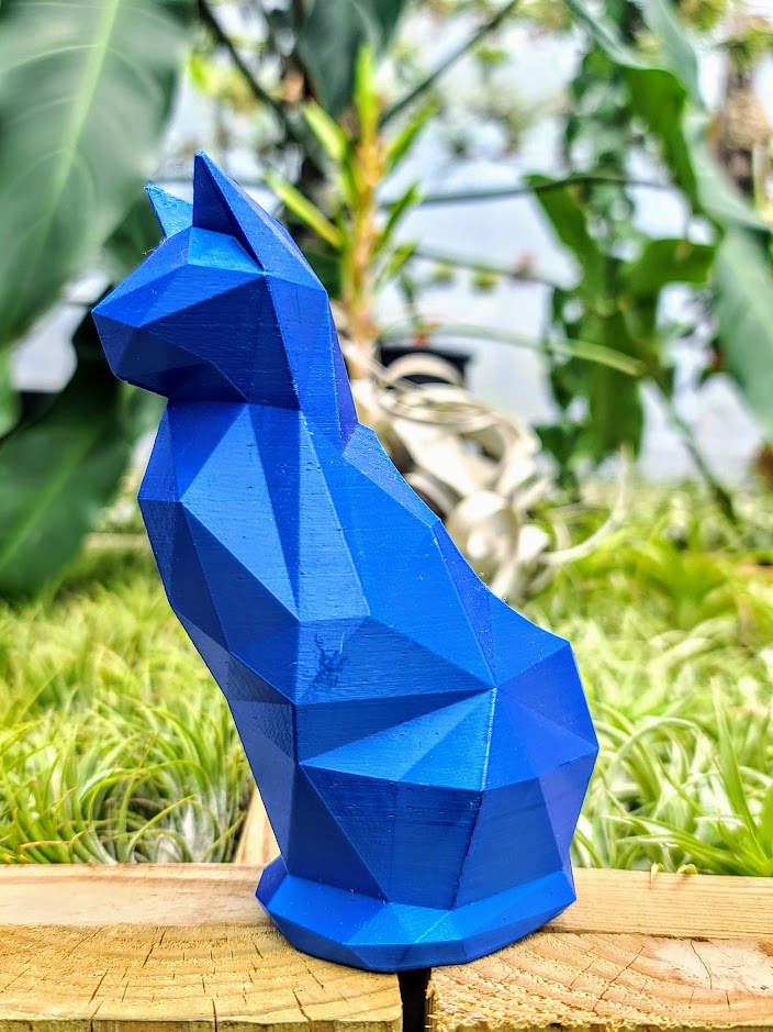 Large Blue Cat 3D Printed Holder w/ Victoriana