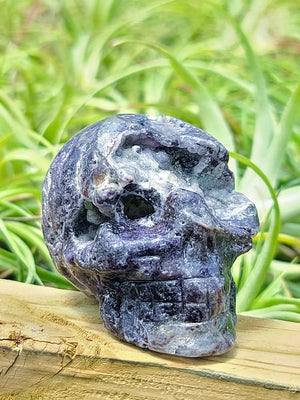 Large Purple Sphalerite Skull Carving