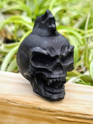 Medium Obsidian Skull Carving