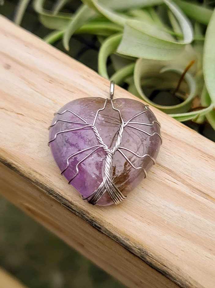 Amethyst Wire Wrapped Heart Pendant