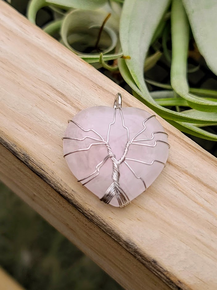 Rose Quartz Wire Wrapped Heart Pendant TheDrunkenGnome Airplant