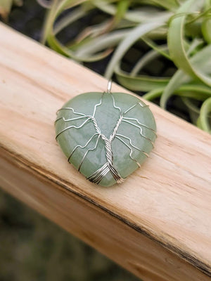 Jade Wire Wrapped Heart Pendant