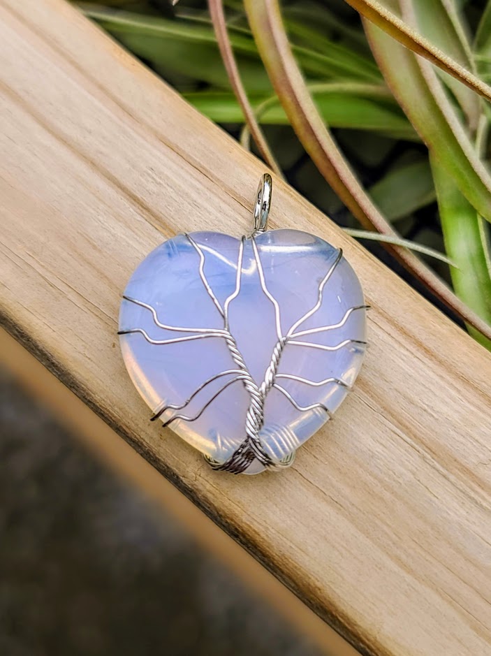 Opalite Wire Wrapped Heart Pendant