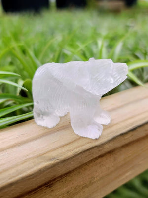 Clear Quartz Polar Bear Crystal Carving
