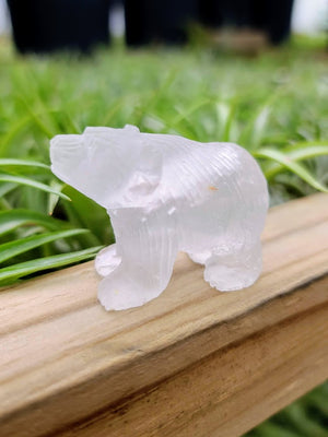 Clear Quartz Polar Bear Crystal Carving