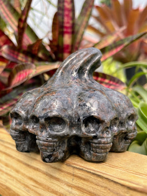 Yooperlite Pumpkin Skull Crystal Carving