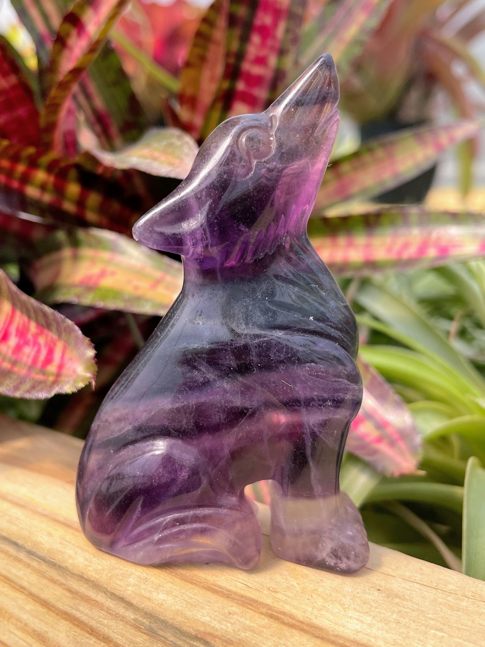 Crystal Wolves Howling Wolf Crystal Carving - TheDrunkenGnome Airplant Co.