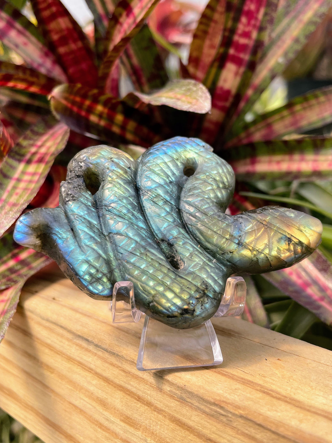 Labradorite Snake Crystal Carving