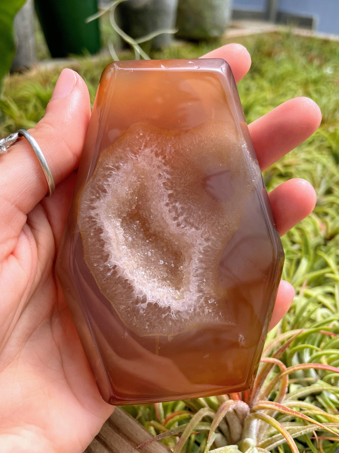 Druzy Agate Coffin Crystal Carving