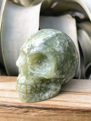 Medium Green Fluorite Skull Carving