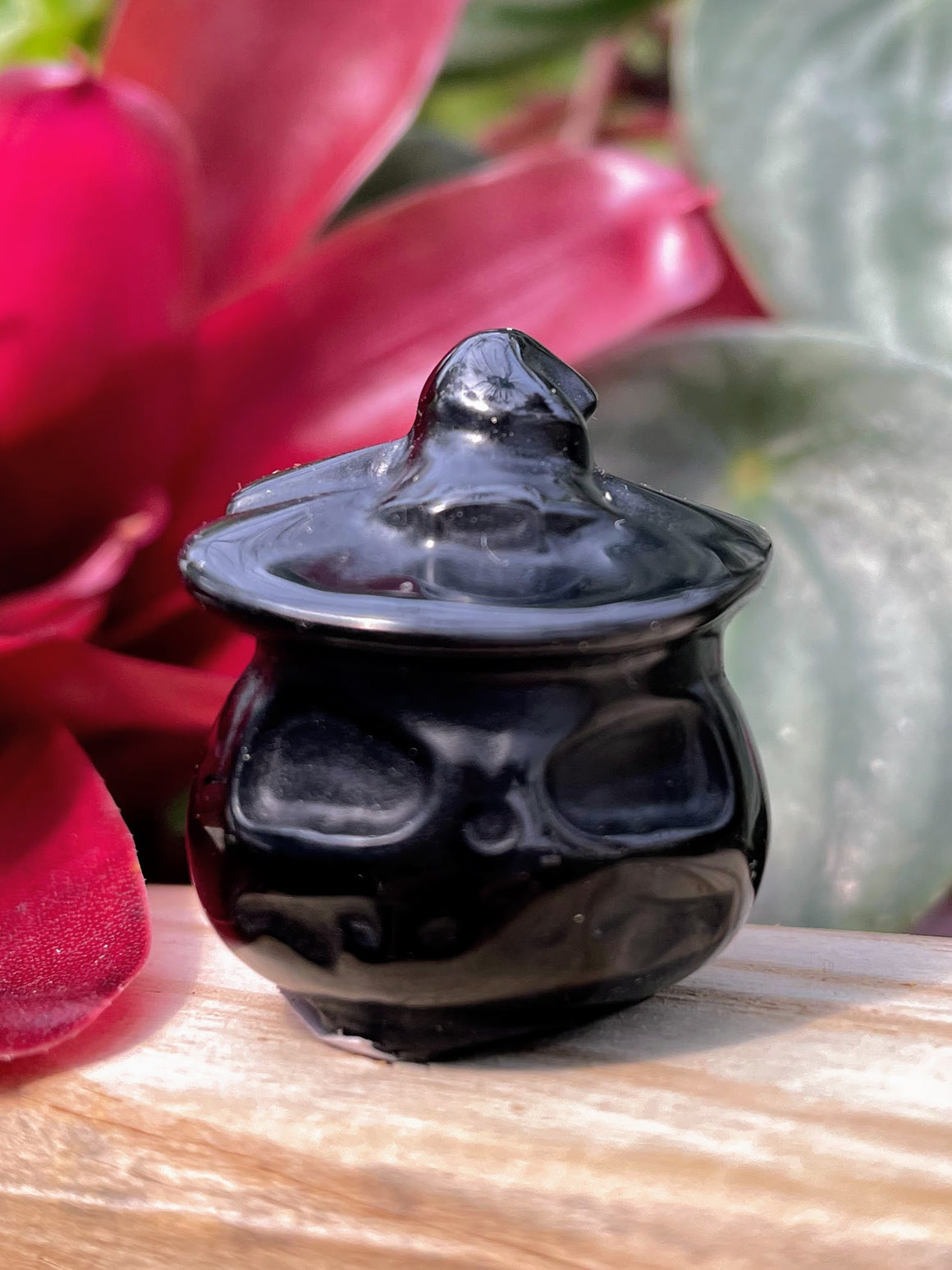 Black Obsidian Jack-O'-Lantern Crystal Carving