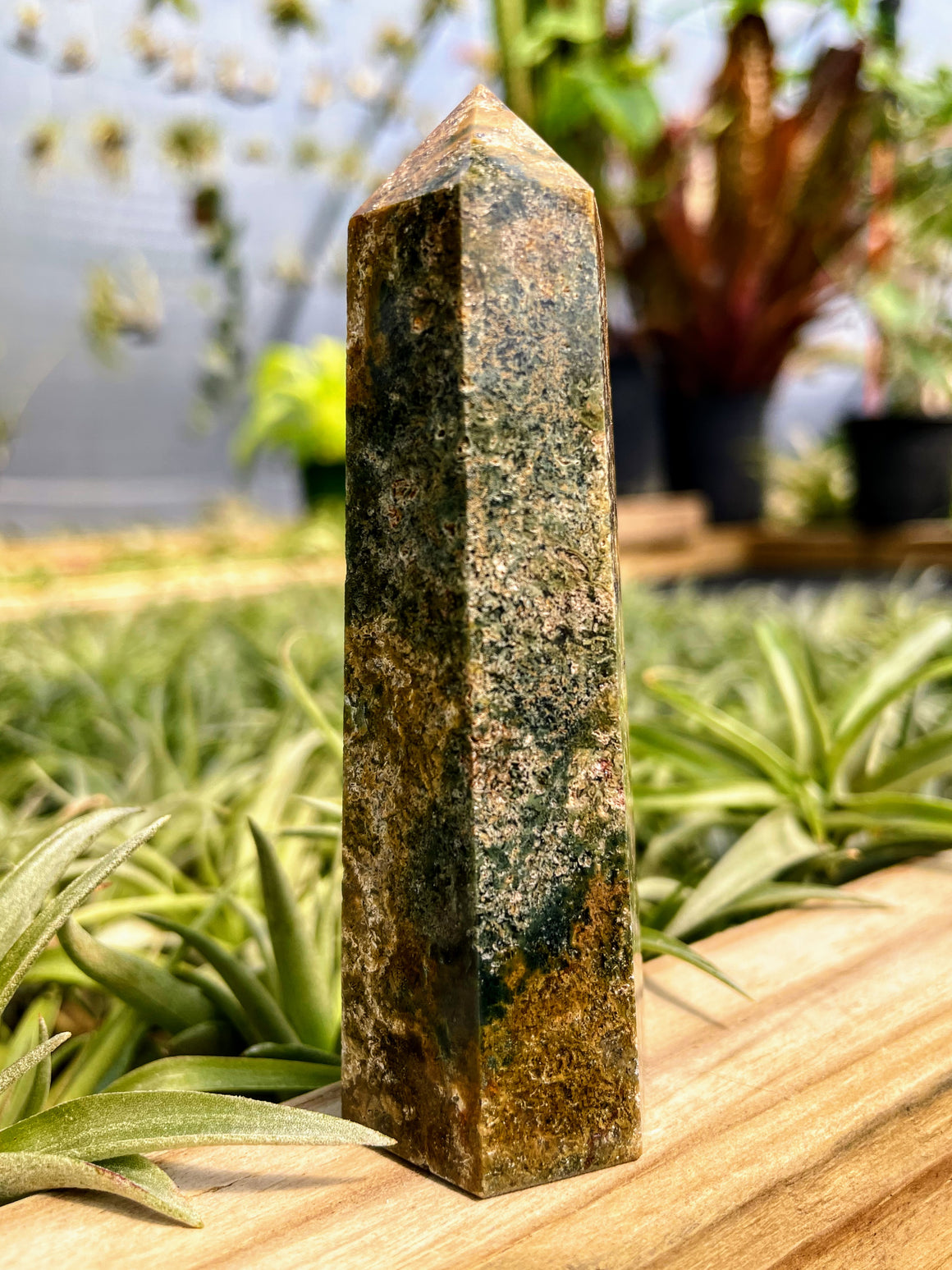 Moss Agate Crystal Point