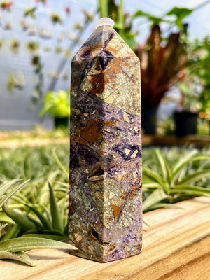 Purple Fluorite Brecciated Jasper Crystal Point